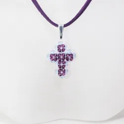 Pendant 40cm - Trina-Purple Suedine - Pendant 40cm - Laiton argenté